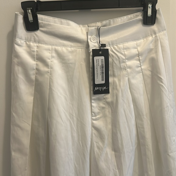 Nasty Gal Crisp White Trousers High Waist Pants Size 6 Wide Leg - Picture 2 of 11